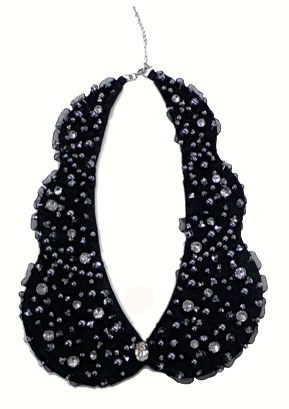 Bijou pearl beads ruffle collar 1